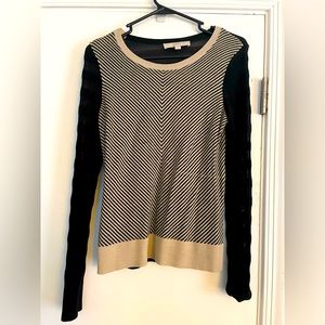 The Loft Crème and Black Striped lightweight sweater size small